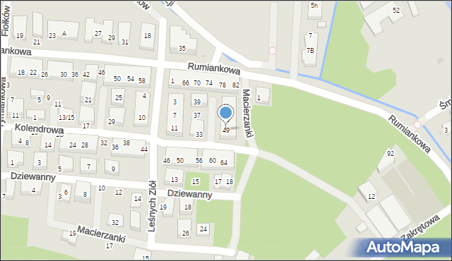 Warszawa, Kolendrowa, 49, mapa Warszawy