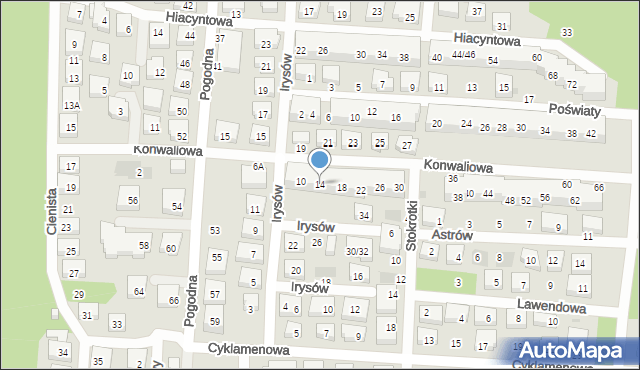 Warszawa, Konwaliowa, 14, mapa Warszawy