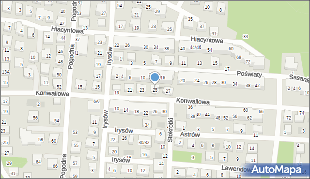 Warszawa, Konwaliowa, 25, mapa Warszawy