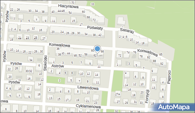 Warszawa, Konwaliowa, 64, mapa Warszawy