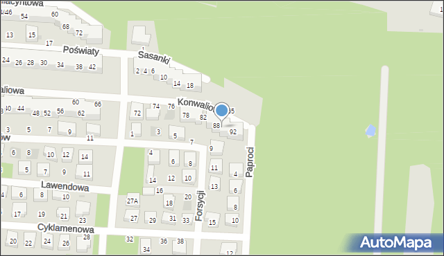 Warszawa, Konwaliowa, 90, mapa Warszawy