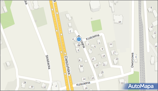 Warszowice, Kościelna, 6a, mapa Warszowice