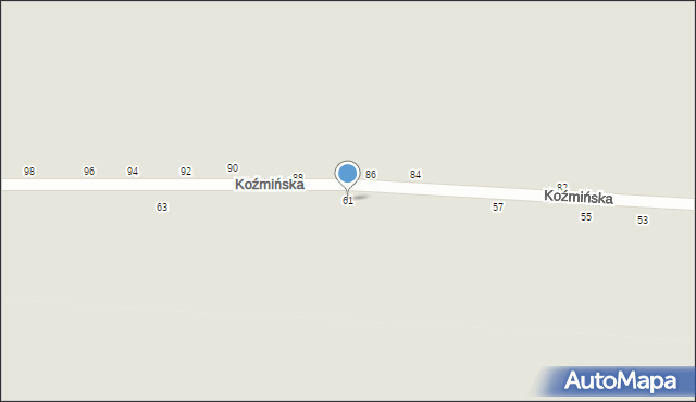 Warta, Koźmińska, 61, mapa Warta