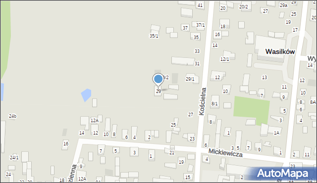 Wasilków, Kościelna, 29, mapa Wasilków