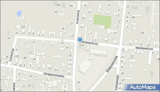 Wasilków, Kościelna, 4, mapa Wasilków