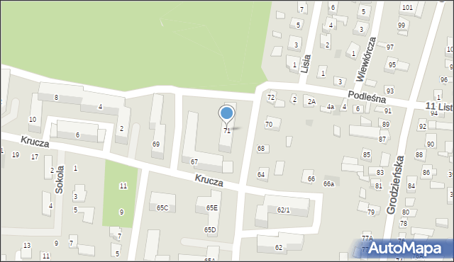 Wasilków, Kościelna, 71, mapa Wasilków