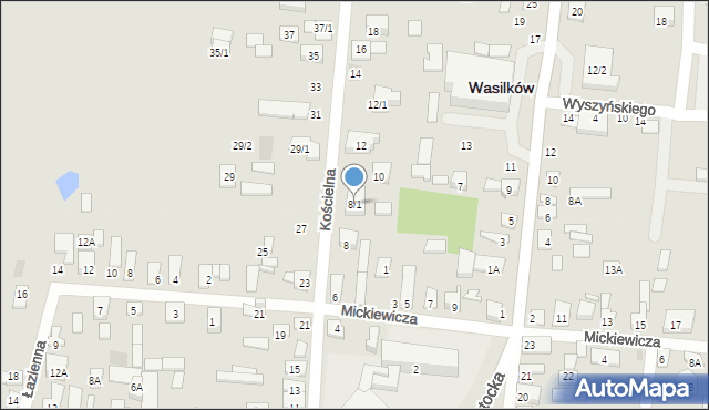 Wasilków, Kościelna, 8/1, mapa Wasilków