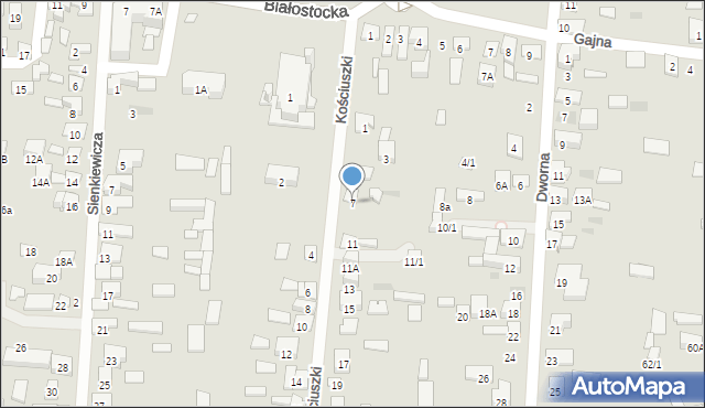 Wasilków, Kościuszki Tadeusza, gen., 7, mapa Wasilków