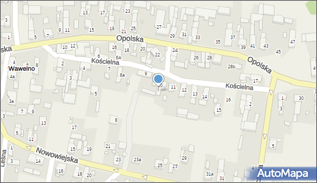 Wawelno, Kościelna, 10a, mapa Wawelno