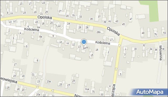 Wawelno, Kościelna, 14, mapa Wawelno