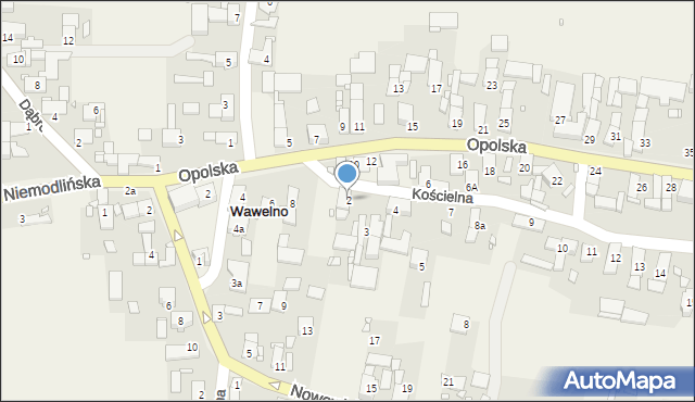 Wawelno, Kościelna, 2, mapa Wawelno