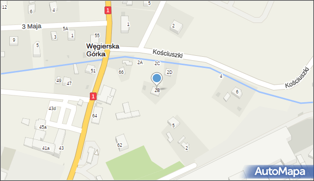 Węgierska Górka, Kościuszki Tadeusza, gen., 2B, mapa Węgierska Górka