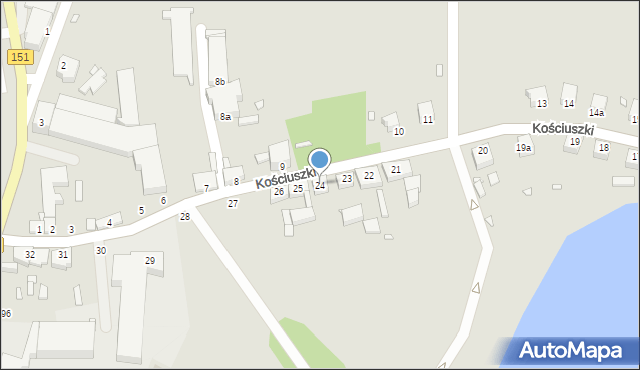 Węgorzyno, Kościuszki Tadeusza, gen., 24, mapa Węgorzyno