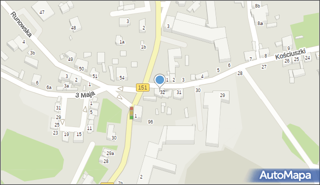 Węgorzyno, Kościuszki Tadeusza, gen., 33, mapa Węgorzyno