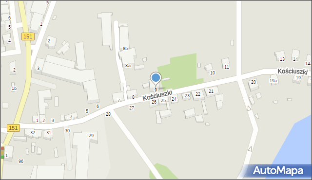 Węgorzyno, Kościuszki Tadeusza, gen., 9, mapa Węgorzyno