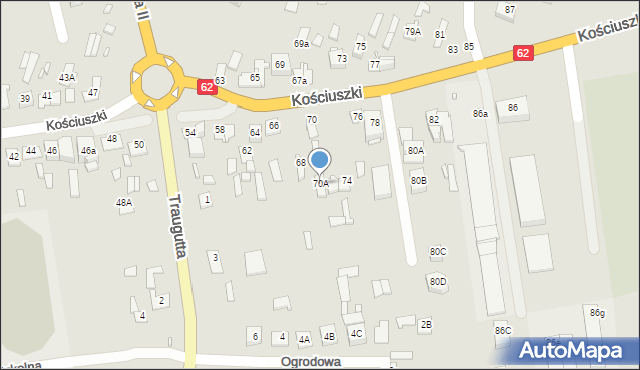 Węgrów, Kościuszki Tadeusza, gen., 70A, mapa Węgrów