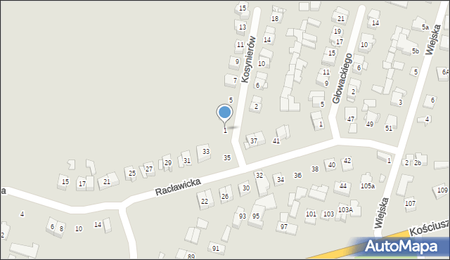 Węgrów, Kosynierów, 1, mapa Węgrów