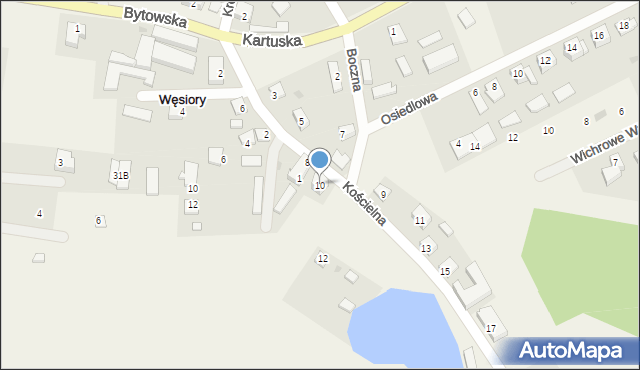 Węsiory, Kościelna, 10, mapa Węsiory