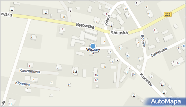 Węsiory, Kościelna, 4, mapa Węsiory