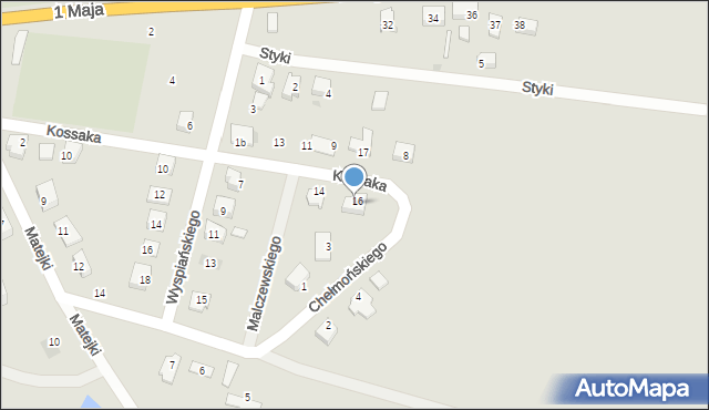 Wiązów, Kossaka Wojciecha, 18, mapa Wiązów