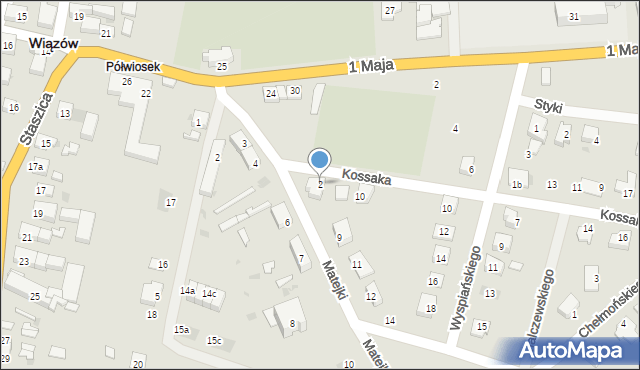 Wiązów, Kossaka Wojciecha, 2, mapa Wiązów