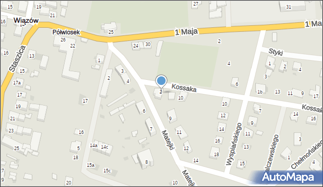 Wiązów, Kossaka Wojciecha, 4, mapa Wiązów