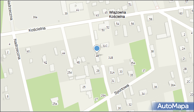 Wiązowna, Kościelna, 48, mapa Wiązowna