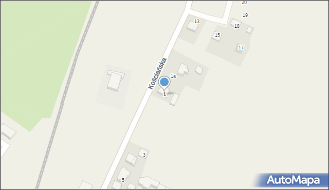 Widziszewo, Kościańska, 1, mapa Widziszewo