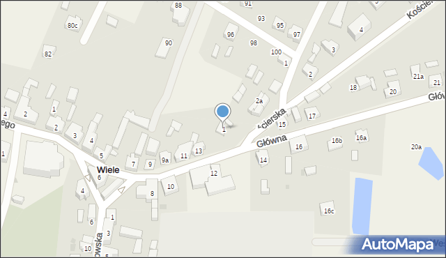 Wiele, Kościerska, 1, mapa Wiele