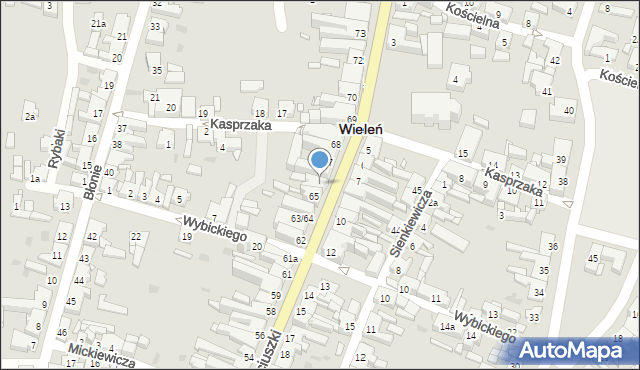 Wieleń, Kościuszki Tadeusza, gen., 66, mapa Wieleń