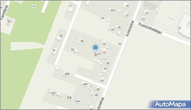 Wieliszew, Kościelna, 36, mapa Wieliszew