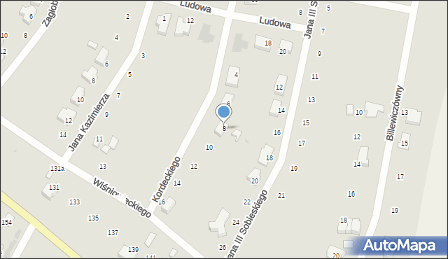 Wieluń, Kordeckiego Augustyna, ks., 8, mapa Wieluń