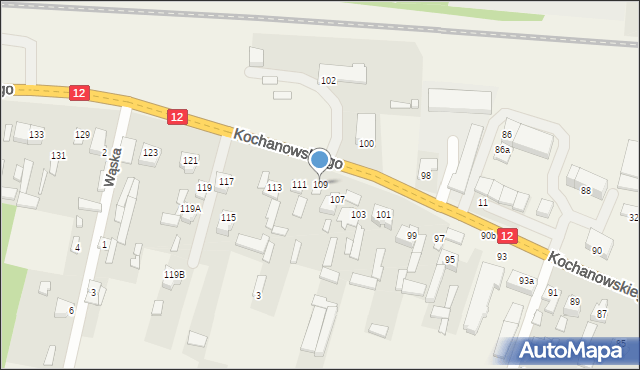 Wieniawa, Kochanowskiego Jana, 109, mapa Wieniawa