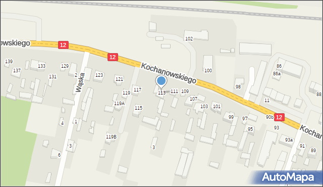 Wieniawa, Kochanowskiego Jana, 113, mapa Wieniawa