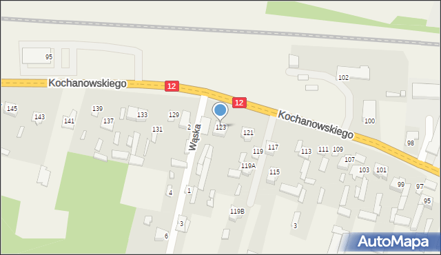 Wieniawa, Kochanowskiego Jana, 123, mapa Wieniawa