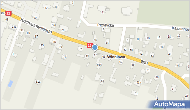 Wieniawa, Kochanowskiego Jana, 67, mapa Wieniawa