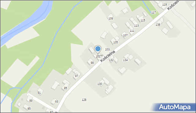 Wieprz, Kościelna, 101, mapa Wieprz