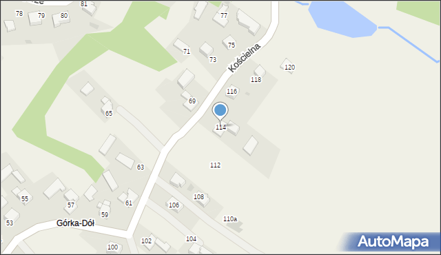 Wieprz, Kościelna, 114, mapa Wieprz