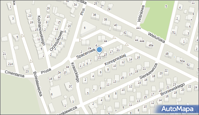 Wieruszów, Konopnickiej Marii, 11, mapa Wieruszów