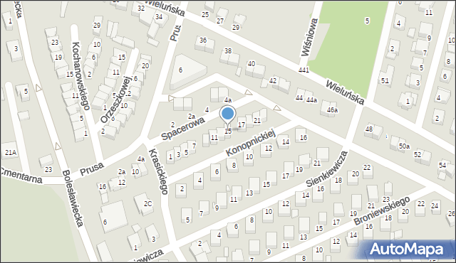 Wieruszów, Konopnickiej Marii, 15, mapa Wieruszów