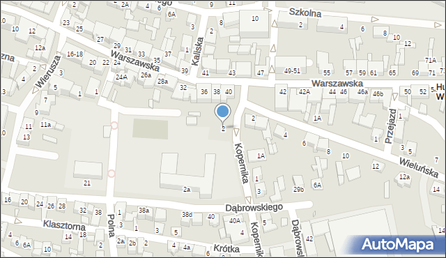Wieruszów, Kopernika Mikołaja, 2, mapa Wieruszów
