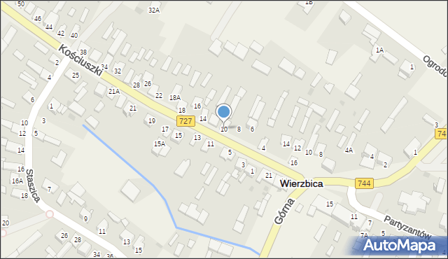 Wierzbica, Kościuszki Tadeusza, gen., 10, mapa Wierzbica