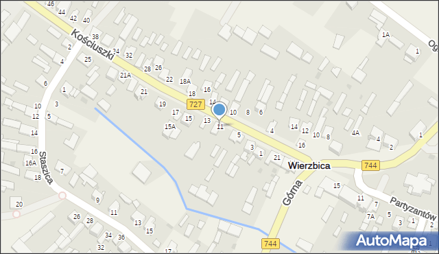 Wierzbica, Kościuszki Tadeusza, gen., 11, mapa Wierzbica