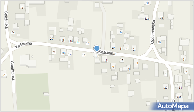 Wierzbno, Kościelna, 13, mapa Wierzbno
