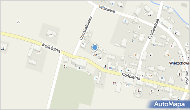 Wierzchowice, Kościelna, 20a, mapa Wierzchowice