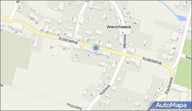 Wierzchowice, Kościelna, 7, mapa Wierzchowice