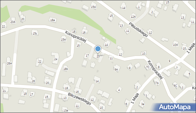 Wilamowice, Konopnickiej Marii, 13, mapa Wilamowice
