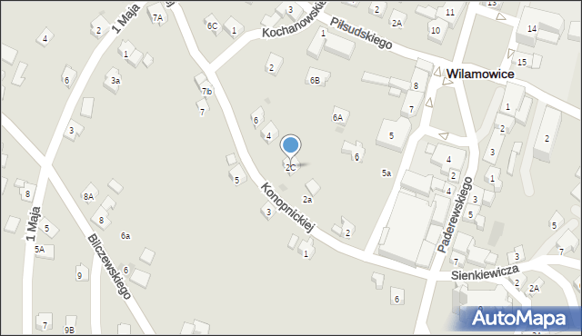 Wilamowice, Konopnickiej Marii, 2C, mapa Wilamowice