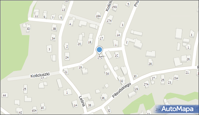 Wilamowice, Kościuszki Tadeusza, gen., 17C, mapa Wilamowice