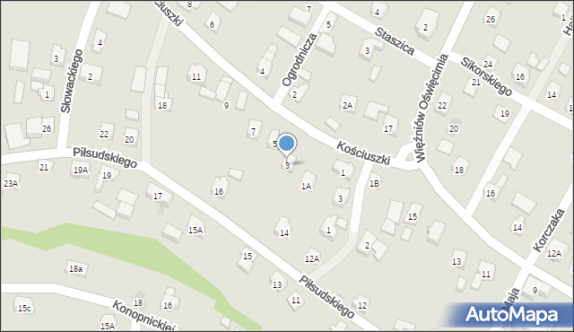 Wilamowice, Kościuszki Tadeusza, gen., 3, mapa Wilamowice